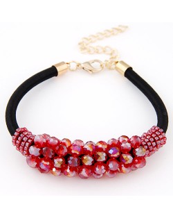 Korean Fashion Crystal Cluster Design Bracelet - Red