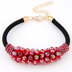 Korean Fashion Crystal Cluster Design Bracelet - Red