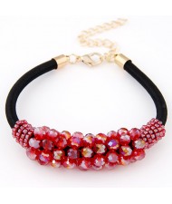 Korean Fashion Crystal Cluster Design Bracelet - Red