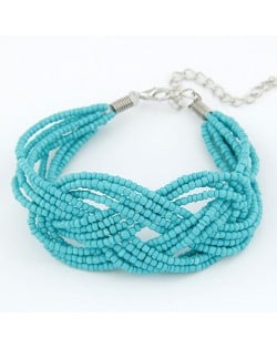 Bohemian Mini Beads Weaving Twist Dough Bracelet - Green