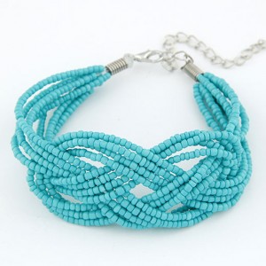 Bohemian Mini Beads Weaving Twist Dough Bracelet - Green