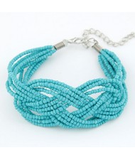 Bohemian Mini Beads Weaving Twist Dough Bracelet - Green