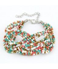 Bohemian Mini Beads Weaving Twist Dough Bracelet - Multicolor