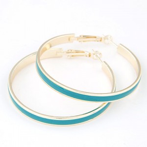 Elegant Oil-spot Glazed Big Hoop Earrings - Blue