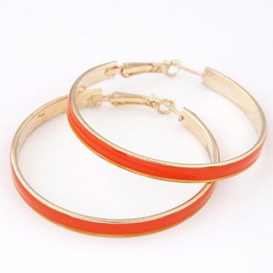 Elegant Oil-spot Glazed Big Hoop Earrings - Orange