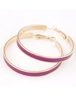 Elegant Oil-spot Glazed Big Hoop Earrings - Purple