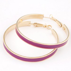 Elegant Oil-spot Glazed Big Hoop Earrings - Purple