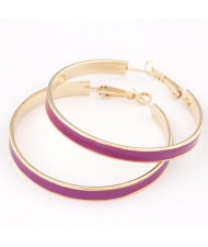 Elegant Oil-spot Glazed Big Hoop Earrings - Purple