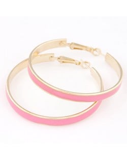 Elegant Oil-spot Glazed Big Hoop Earrings - Pink