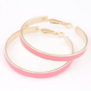 Elegant Oil-spot Glazed Big Hoop Earrings - Pink