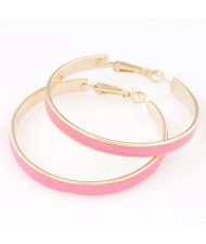 Elegant Oil-spot Glazed Big Hoop Earrings - Pink