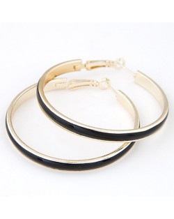 Elegant Oil-spot Glazed Big Hoop Earrings - Black