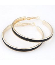 Elegant Oil-spot Glazed Big Hoop Earrings - Black