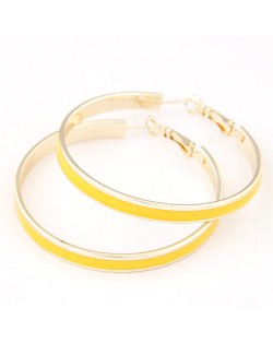 Elegant Oil-spot Glazed Big Hoop Earrings - Yellow
