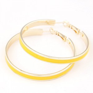 Elegant Oil-spot Glazed Big Hoop Earrings - Yellow