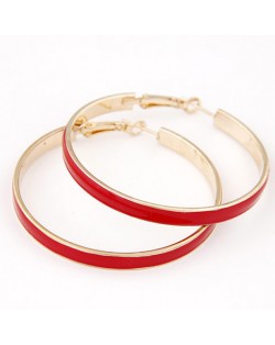 Elegant Oil-spot Glazed Big Hoop Earrings - Red