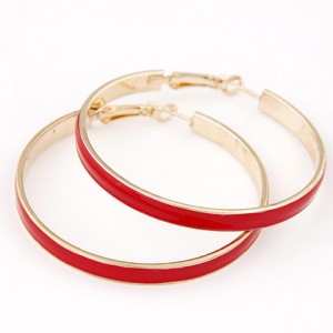 Elegant Oil-spot Glazed Big Hoop Earrings - Red