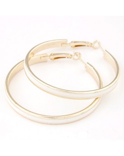 Elegant Oil-spot Glazed Big Hoop Earrings - White