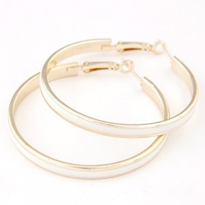 Elegant Oil-spot Glazed Big Hoop Earrings - White