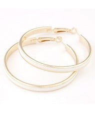 Elegant Oil-spot Glazed Big Hoop Earrings - White