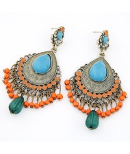 Bohemian Royal Ethnic Style Waterdrop Design Earrings - Orange