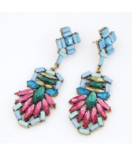 Luxurious Gems Jointed Floral Pattern Dangling Earrings - Rose