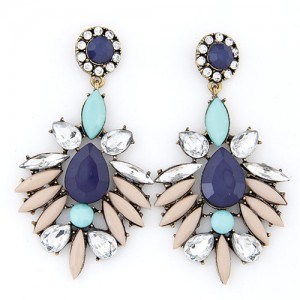 Splendid Gems Jointed Floral Dangling Pendants Fashion Ear Studs - Beige