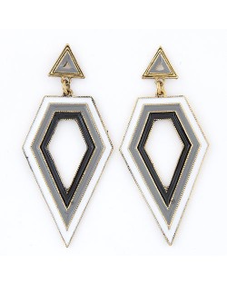Fashion Oil-spot Glazed Irregular Rhombus Pendants Dangling Earrings - Gray