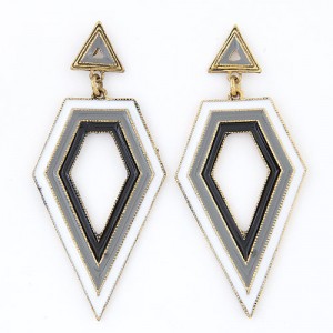 Fashion Oil-spot Glazed Irregular Rhombus Pendants Dangling Earrings - Gray