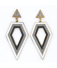 Fashion Oil-spot Glazed Irregular Rhombus Pendants Dangling Earrings - Gray