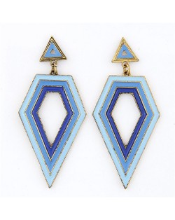 Fashion Oil-spot Glazed Irregular Rhombus Pendants Dangling Earrings - Blue