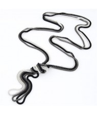 Korean Fashion Triple Snake Chains Combo Set Necklace - Black White Gray