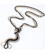 Korean Fashion Triple Snake Chains Combo Set Necklace - Black White Golden
