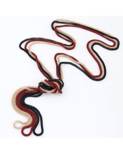 Korean Fashion Triple Snake Chains Combo Set Necklace - Black Red Golden