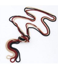 Korean Fashion Triple Snake Chains Combo Set Necklace - Black Red Golden