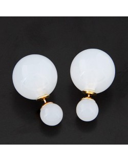 Contrast Dimensions Candy Balls Ear Studs - White