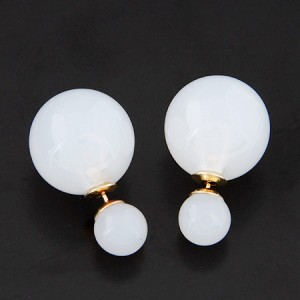 Contrast Dimensions Candy Balls Ear Studs - White