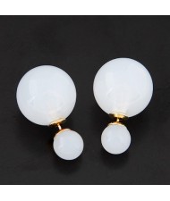 Contrast Dimensions Candy Balls Ear Studs - White