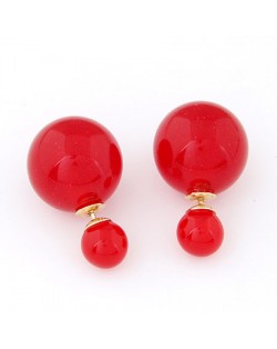 Contrast Dimensions Candy Balls Ear Studs - Red
