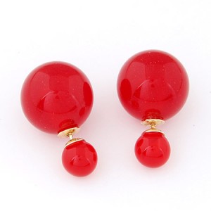 Contrast Dimensions Candy Balls Ear Studs - Red