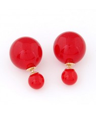 Contrast Dimensions Candy Balls Ear Studs - Red
