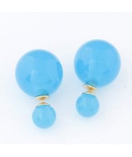 Contrast Dimensions Candy Balls Ear Studs - Blue