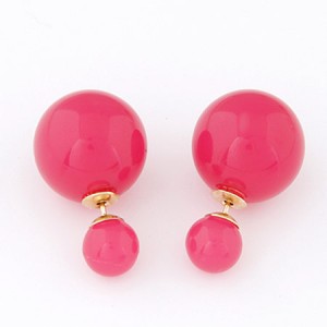Contrast Dimensions Candy Balls Ear Studs - Rose