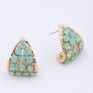 Czech Rhinestone Embedded Curling Petal Earrings - Blue
