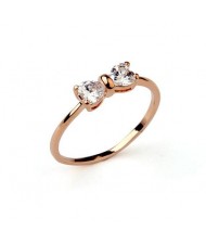 Korean Style Cubic Zirconia Embellished Bowknot Rose Gold Ring