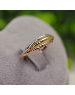 Elegant Triad Combo Rose Gold/ Platinum Plated Alloy Ring