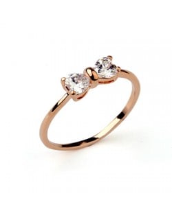 Cubic Zirconia Succinct Bowknot 18K Rose Gold Ring