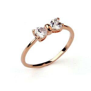 Cubic Zirconia Succinct Bowknot 18K Rose Gold Ring