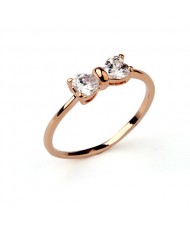 Cubic Zirconia Succinct Bowknot 18K Rose Gold Ring