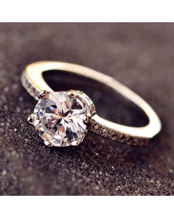 Stunning Style Six Claw Cubic Zirconia Wedding Ring